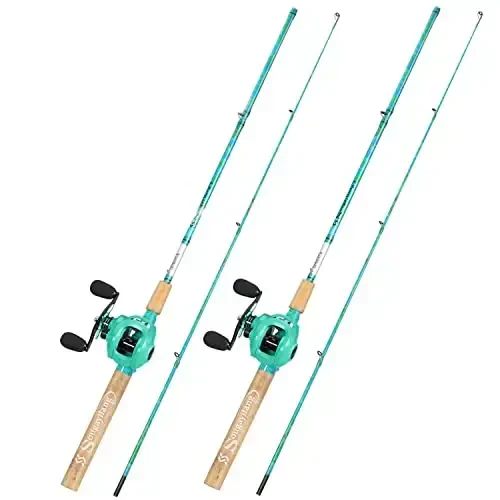 Sougayilang Fishing Rod va Reel Combo, 2 qismli 5 fut 6 dyuymli grafit va shisha tolali Rod, bardoshli va kuchli, Quickset Anti-Reverse Fishing Reel (1Pack/2Pack) - 1