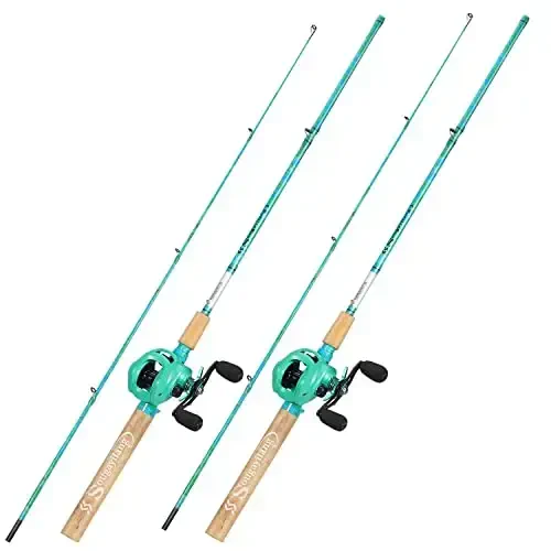 Sougayilang Fishing Rod and Reel Combo, 2-Piece 5-Foot 6-Inch Graphite & Fiberglass Rod, Durable and Strong, Quickset Anti-Reverse Fishing Reel (1Pack/2Pack) - SOUGAYILANG
