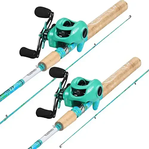 Sougayilang Fishing Rod and Reel Combo, 2-Piece 5-Foot 6-Inch Graphite & Fiberglass Rod, Durable and Strong, Quickset Anti-Reverse Fishing Reel (1Pack/2Pack) - 2