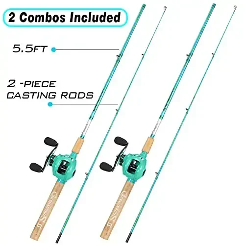 Sougayilang Fishing Rod and Reel Combo, 2-Piece 5-Foot 6-Inch Graphite & Fiberglass Rod, Durable and Strong, Quickset Anti-Reverse Fishing Reel (1Pack/2Pack) - 3