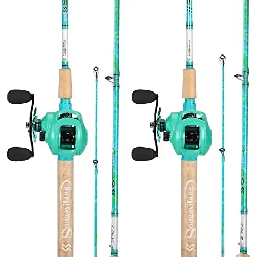 Sougayilang Fishing Rod and Reel Combo, 2-Piece 5-Foot 6-Inch Graphite & Fiberglass Rod, Durable and Strong, Quickset Anti-Reverse Fishing Reel (1Pack/2Pack) - 2