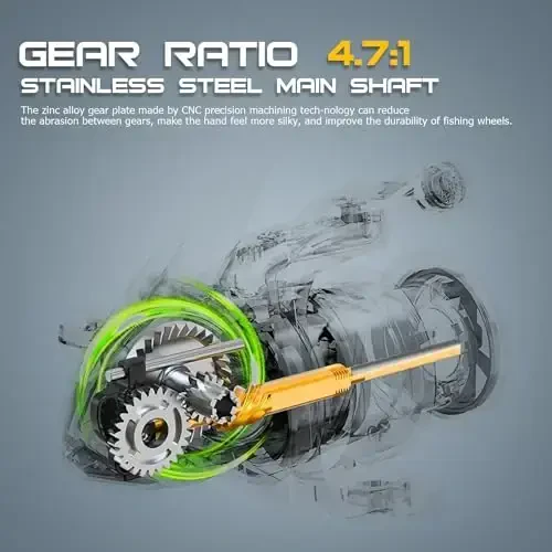 Sougayilang Spinning Gʻaltaklari 10000 Seriyali Surf Baliq Ovi Gʻaltaklari, CNC alyuminiy gʻaltagi bilan oʻta silliq kuchli, qirgʻoq ichida va ochiq dengizda shoʻr suvda baliq ovlash - 5