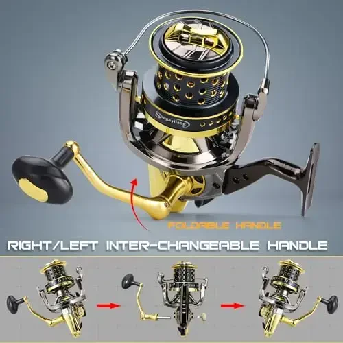 Sougayilang Spinning Reels 10000 Series Surf Fishing Reels, Ultra Smooth Powerful with CNC Aluminum Spool, Inshore & Offshore Saltwater Fishing - 7