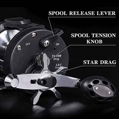 Sougayilang Trolling Reel, Level Wind Fishing Reel, Conventional Reel for Salmon and Catfish - 6