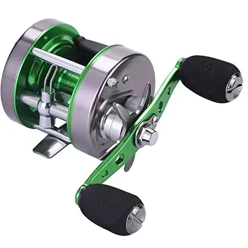 Sougayilang Conventional Reel, Round Baitcasting Fishing Reel for Catfish, Salmon/Steelhead, Striper Bass and Inshore Saltwater Fishing Reel, Reinforced Metal Body - SOUGAYILANG