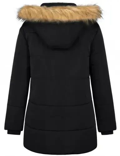 Soularge Women's Plus Size Winter Coat Warm Puffer Jacket Windproof Hooded Winter Jacket Black 3X- - 1