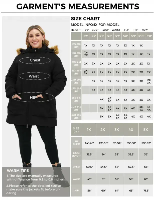 Soularge Women's Plus Size Winter Coat Warm Puffer Jacket Windproof Hooded Winter Jacket Black 3X- - 8