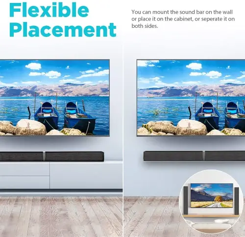 Sound Bars for TV, Bluetooth Soundbar for TV, 50W TV Sound Bar with 4 Drivers and Remote Control, Home Audio TV Speakers Sound Bar with ARC/Optical/AUX Connect - COWIN (1)