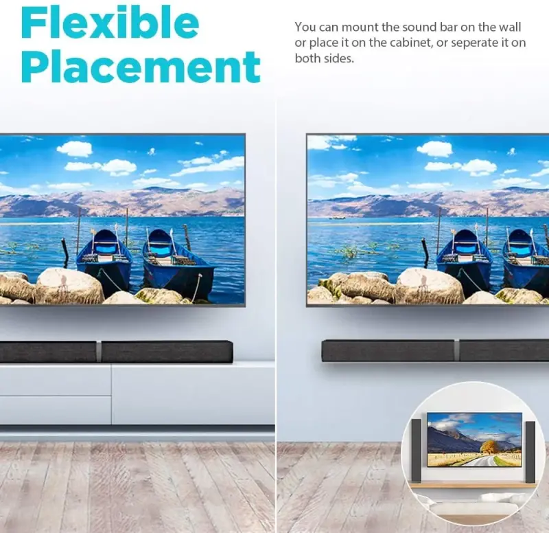 Sound Bars for TV, Bluetooth Soundbar for TV, 50W TV Sound Bar with 4 Drivers and Remote Control, Home Audio TV Speakers Sound Bar with ARC/Optical/AUX Connect - 2