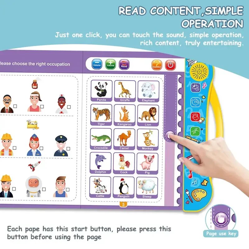 Sound Book Alphabet Toys Baby and Toddler Toys with an erasable pen included, Electronic Interactive Toy with English Letters and Shapes - XUEYU