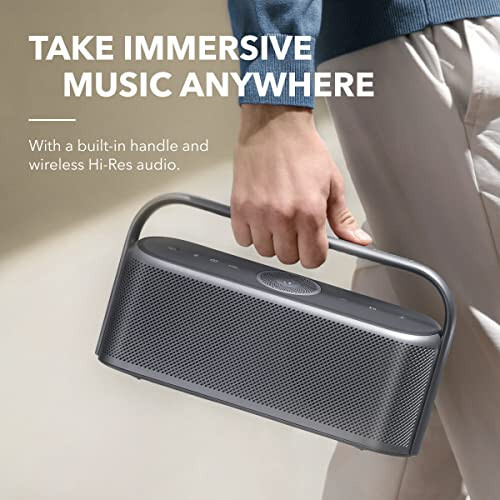 Soundcore 3 by Anker, Bluetooth Speaker Motion X600 Portable Bluetooth Speaker with Wireless Hi-Res Spatial Audio, 50W Sound, IPX7 Waterproof, 12H Long Playtime, Pro EQ, Built-in Handle - 4