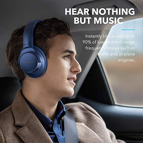 Soundcore Anker Life Q20 Gibrid Faol Shovqinni Bartaraf Qiluvchi Quloqchinlar, Simsiz Quloq Usti Bluetooth Quloqchinlar, 60 soat Davom Etuvchi O'yin Vaqti, Yuqori Aniqlikdagi Audio, Chuqur Bass, Xotira Ko'pikli Quloqchinlar, Sayohat, Uy Ofisi Uchun - 3