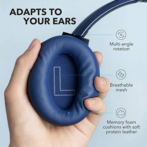 Soundcore Anker Life Q20 Hybrid Active Noise Cancelling Headphones, Wireless Over Ear Bluetooth Headphones, 60H Playtime, Hi-Res Audio, Deep Bass, Memory Foam Ear Cups, for Travel, Home Office - 6