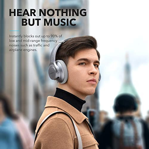 Soundcore Anker Life Q20 Hybrid Active Noise Cancelling Headphones, Wireless Over Ear Bluetooth Headphones, 60H Playtime, Hi-Res Audio, Deep Bass, Memory Foam Ear Cups, for Travel, Home Office - 3