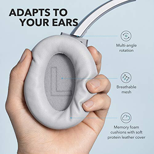 Soundcore Anker Life Q20 Hybrid Active Noise Cancelling Quloqchinlari, Simsiz Quloq Usti Bluetooth Quloqchinlari, 60 soat Davomiylik, Yuqori Sifatli Ovoz, Chuqur Baslar, Xotira Ko'pikli Quloqchinlar, Sayohat, Uy Ofisi Uchun - 6