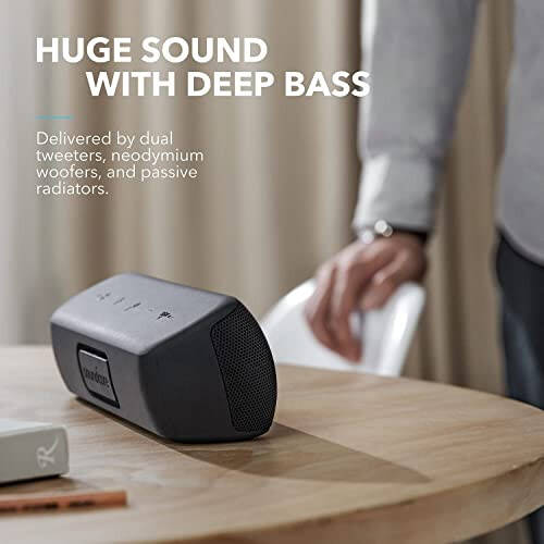 Soundcore Anker Motion+ Bluetooth Hoparlör Hi-Res 30W Ses, Genişletilmiş Bas ve Tiz, Uygulama ile Kablosuz HiFi Taşınabilir Hoparlör, Özelleştirilebilir EQ, 12 Saat Çalma Süresi, IPX7 Su Geçirmez, USB-C (Yenilenmiş) - 3