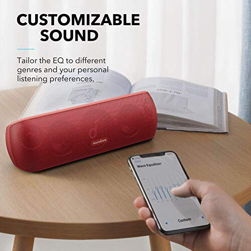 Soundcore Anker Motion+ Bluetooth Speaker with Hi-Res 30W Audio, Extended Bass and Treble, Wireless HiFi with App, Customizable EQ, 12-Hour Playtime, IPX7 Waterproof, and USB-C, Red (Renewed) - 6