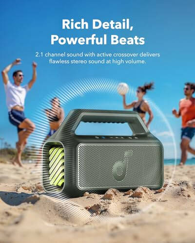 Soundcore Boom 2 Açık Hava Hoparlörü, 80W, Subwoofer, BassUp 2.0, 24 Saat Çalma Süresi, IPX7 Su Geçirmez, Yüzen, RGB Işıkları, USB-C, Özel EQ, Bluetooth 5.3, Açık Hava, Kamp, Plaj İçin Taşınabilir (Yenilenmiş) - 3