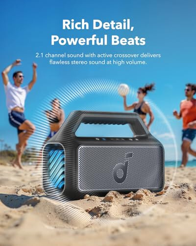 Soundcore Boom 2 Outdoor Speaker, 80W, Subwoofer, BassUp 2.0, 24H Playtime, IPX7 Waterproof, Floatable, RGB Lights, USB-C, Custom EQ, Bluetooth 5.3, Portable for Outdoors, Camping (Renewed) - 3