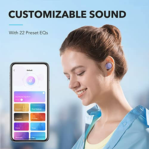 Soundcore by Anker A20i Беспроводные наушники, Bluetooth 5.3, Приложение, Настраиваемый звук, 28 часов автономной работы, Водонепроницаемые, 2 микрофона для четких звонков с искусственным интеллектом, Режим одного наушника (фиолетовый) - 2