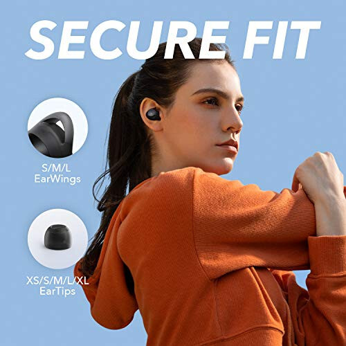 Soundcore by Anker Life A1 Haqiqiy Simsiz Quloqchinlar, Kuchli Shaxsiylashtirilgan Ovoz, 40 soat O'ynash Vaqti, Simsiz Zaryadlash, USB-C Tez Zaryadlash, IPX7 Su O'tkazmaydigan, Tugma Nazorati, Bluetooth Quloqchinlar, Yul, Sport - 7