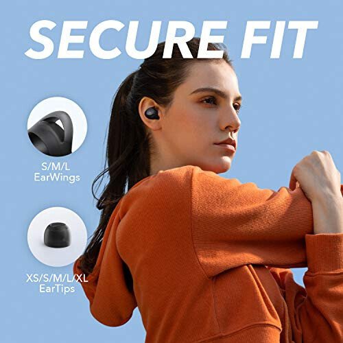 Soundcore by Anker Life A1 Haqiqiy Simsiz Quloqchinlar, Kuchli Shaxsiylashtirilgan Ovoz, 40 soat O'ynash Vaqti, Simsiz Zaryadlash, USB-C Tez Zaryadlash, IPX7 Su O'tkazmaydigan, Tugma Nazorati, Bluetooth Quloqchinlar, Yul, Sport - 6
