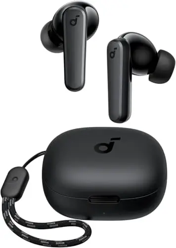 Soundcore by Anker P20i Haqiqi Simsiz Quloqchinlari, 10mm Drayverlar bilan Katta Bass, Bluetooth 5.3, 30 soat Uzun Ish Vaqti, Suvdan Himoyalangan, AI Aniq Qo'ng'iroqlar uchun 2 Mikrфон, 22 Oldindan O'rnatilgan EQ, Moslashtirish (Qora) - 1