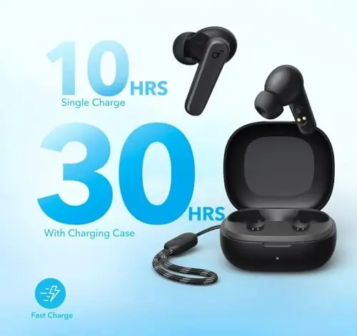 Soundcore by Anker P20i Haqiqi Simsiz Quloqchinlari, 10mm Drayverlar bilan Katta Bass, Bluetooth 5.3, 30 soat Uzun Ish Vaqti, Suvdan Himoyalangan, AI Aniq Qo'ng'iroqlar uchun 2 Mikrфон, 22 Oldindan O'rnatilgan EQ, Moslashtirish (Qora) - 4