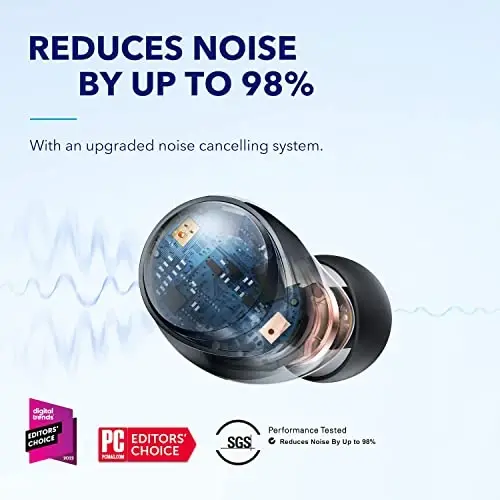 Soundcore by Anker Space A40 Adaptive Active Noise Cancelling Wireless Earbuds, 98% gacha shovqinni kamaytiring, 50H ultra uzoq oʻyin vaqti, 10H bitta oʻyin vaqti, Hi-Res Sound, qulay moslash, simsiz zaryad - 2