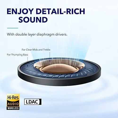 Soundcore by Anker Space A40 Adaptive Active Noise Cancelling Wireless Earbuds, 98% gacha shovqinni kamaytiring, 50H ultra uzoq oʻyin vaqti, 10H bitta oʻyin vaqti, Hi-Res Sound, qulay moslash, simsiz zaryad - 5