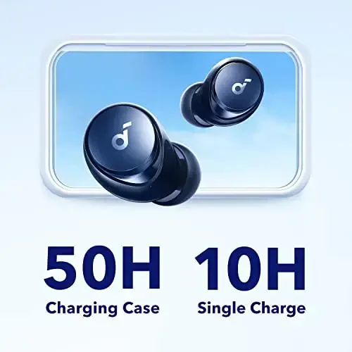 Soundcore by Anker Space A40 Auto-Adjustable Active Noise Cancelling Wireless Earbuds, Reduce Noise by Up to 98%, 50H Playtime, Hi-Res Sound, Comfortable Fit, App Customization, Wireless Charge (Blue) - 1