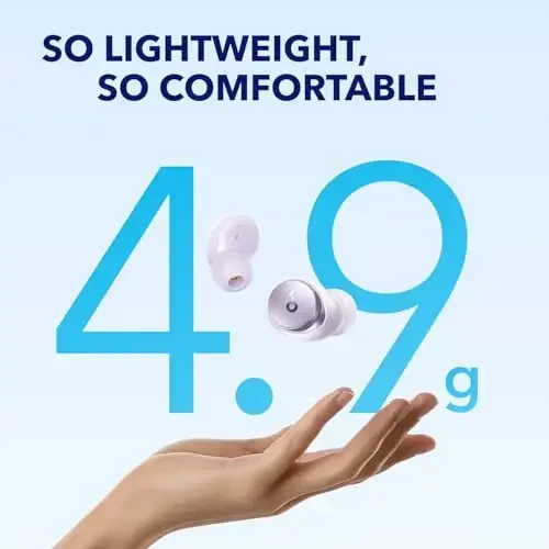 Soundcore by Anker Space A40 Avtomatik sozlanuvchi faol shovqinni bekor qiluvchi simsiz quloqchinlar, Shovqinni 98% gacha kamaytiring, 50 soatlik tinglash vaqti, Yuqori aniqlikdagi ovoz, Qulay moslash, Ilova orqali sozlash, Simsiz zaryadlash - 6