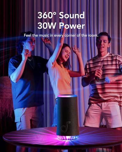 Soundcore Glow Portable Speaker by Anker with 30W 360° Sound, Synchronized Radiant Light, 18H Playback, Customizable EQ and Light Show, and IP67 Waterproof - 2