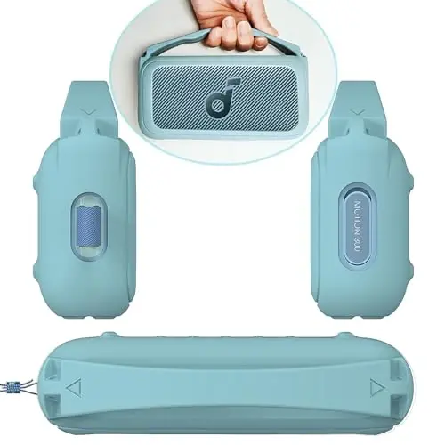 RAWECUD Silicone Cover Case for Soundcore Motion 300 Wireless Hi-Res Portable Speaker, Protective Holder Skin for Motion 300 Speaker Case Accessories (Blue) - 5