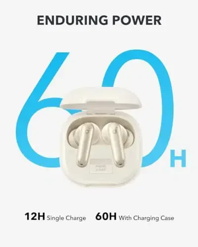 Soundcore P40i by Anker, Noise Cancelling Wireless Earbuds, Adaptive Noise Cancelling to Environments, Heavy Bass, 60H Playtime, 2-in-1 Case and Phone Stand, IPX5, Wireless Charging, Bluetooth 5.3 - 4