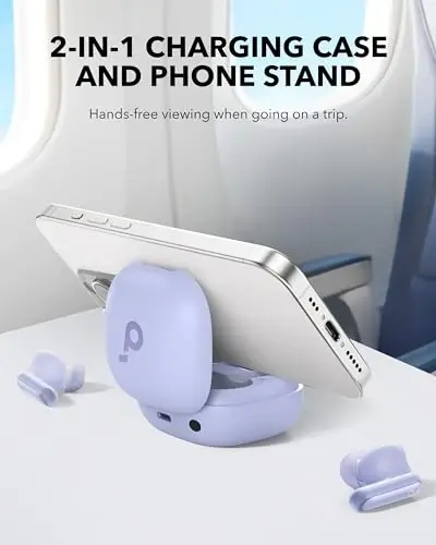 Soundcore P40i by Anker, Noise Cancelling Wireless Earbuds, Adaptive Noise Cancelling to Environments, Heavy Bass, 60H Playtime, 2-in-1 Case and Phone Stand, IPX5, Wireless Charging, Bluetooth 5.3 - 2