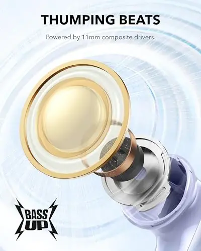 Soundcore P40i by Anker, shovqinni bekor qiluvchi simsiz quloqchinlar, muhitlarga moslashuvchan shovqinni bekor qilish, kuchli bass, 60 soatlik tinglash vaqti, 2si 1da g'ilof va telefon stendi, IPX5, simsiz zaryadlash, Bluetooth 5.3 - 5