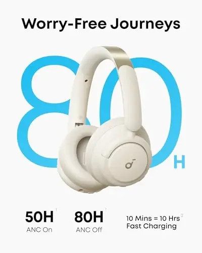 Soundcore Q30 by Anker, Hybrid Active Noise Cancelling Headphones, Multiple Modes, Hi-Res Audio, Custom EQ via App, 50H Playtime, Comfortable Fit, Bluetooth, Multipoint Connection - 4