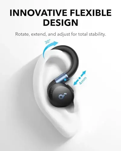 Soundcore Sport X20 by Anker, Haqiqiy simsiz sport quloqchinlari, Aylanadigan va uzaytiriladigan quloq ilgaklari, shovqinni bekor qilish, chuqur bas, IP68 suv o'tkazmaydigan, terga chidamli, chang o'tkazmaydigan, 48 soat ijro, sport zallari uchun sport quloqchinlari - 2