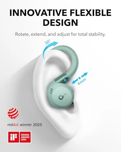 Soundcore Sport X20 by Anker, True-Wireless Workout Earbuds, Rotatable and Extendable Ear Hooks, Noise Cancelling, Deep Bass, IP68 Waterproof, Sweatproof, Dustproof, 48H Play, Sport Earbuds for Gym - Soundcore