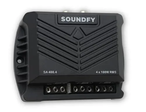 Soundfy SA 400.4 4-Channel Digital Car Audio Amplifier, 400W RMS 2 OModazones Stable, Compact Class D Multi-Channel Amp with Crossover & MOSFET Power Supply, Full-Range Sound Quality - 1