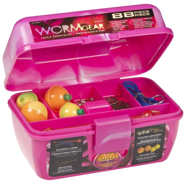 South Bend Worm Gear Fishing Plastic Tackle Box Pink - 1