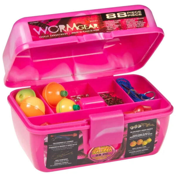 South Bend Worm Gear Fishing Plastic Tackle Box Pink - 2
