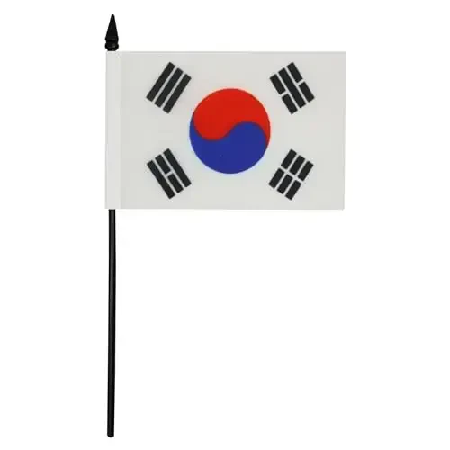 South Korea Table Flag 4'' x 6'' - South Korean Desk Flag 15 x 10 cm. - Black plastic stick and base - AZ FLAG - 3