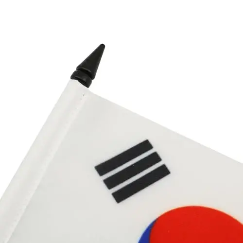 South Korea Table Flag 5'' x 8'' - South Korean Desk Flag 21 x 14 cm. - Black plastic stick and base - AZ FLAG 