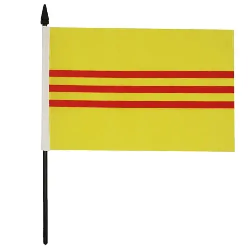 South Vietnam Table Flag 5'' x 8'' - Vietnamese Desk Flag 21 x 14 cm. - Black plastic stick and base - AZ FLAG - 2
