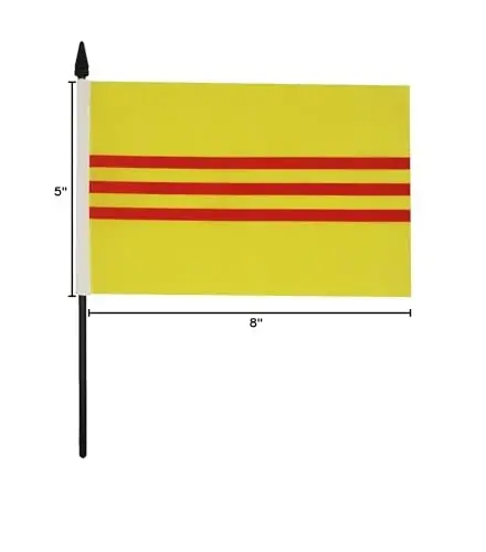 South Vietnam Table Flag 5'' x 8'' - Vietnamese Desk Flag 21 x 14 cm. - Black plastic stick and base - AZ FLAG - 4