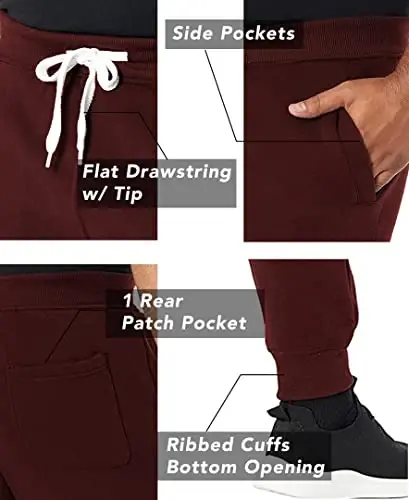 Southpole Fleece Joggers for Men with Pockets | Brushed Fleece Joggers With Elastic Drawstring Waist, Ribbed Cuffs, Side and Back Pockets For Gym, Running, Lounging - 3