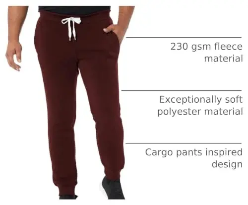 Southpole Fleece Joggers for Men with Pockets | Brushed Fleece Joggers With Elastic Drawstring Waist, Ribbed Cuffs, Side and Back Pockets For Gym, Running, Lounging - 6