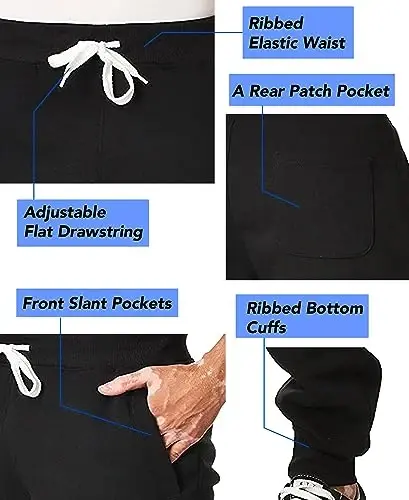 Southpole Fleece Joggers for Men with Pockets | Brushed Fleece Joggers With Elastic Drawstring Waist, Ribbed Cuffs, Side and Back Pockets For Gym, Running, Lounging - 3